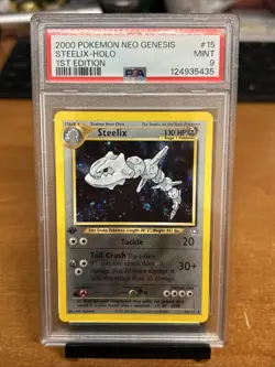 Pokemon 1st Edition Steelix 15/111 PSA 9 Mint Neo Genesis Holo Rare Vintage - Image 1