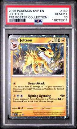2025 POKEMON SVP PRISMATIC EVOLUTIONS POSTER COLLECTION #169 JOLTEON PSA 10 - Image 1