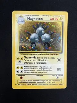 Pokemon Magneton 9/102 Set Base Rara Holo Unlimited Wizards ITA Carte Vintage - Image 1