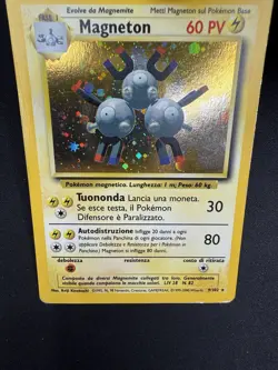 Pokemon Magneton 9/102 Set Base Rara Holo Unlimited Wizards ITA Carte Vintage - Image 3