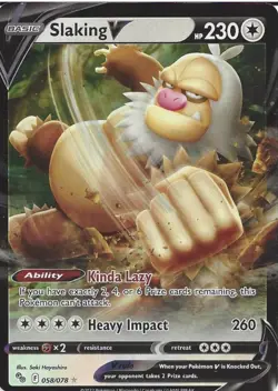 058/078 Slaking V : Ultra Rare Holo V Card : Pokemon GO V Card - Image 1