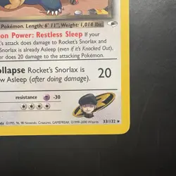 Pokemon TCG Vintage Rocket’s Snorlax Non Holo Rare 33/132 Gym Heroes WotC - Image 4