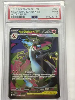 2025 POKEMON PFL EN-PHANTASMAL FLAMES ULTRA RARE #109 MEGA CHARIZARD X EX PSA 9 - Image 1