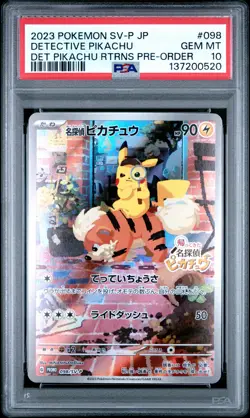2023 POKEMON JPN SV-P PROMO #098 DETECTIVE PIKACHU PSA 10 - Image 1