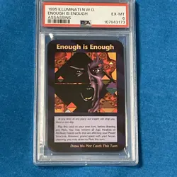 1995 Illuminati NWO Assassins Enough is Enough Trump Card PSA 6 - Image 1