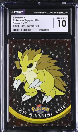 1999 Pokemon Topps Foil #24 Sandslash GEM MINT 10 CGC - Image 1