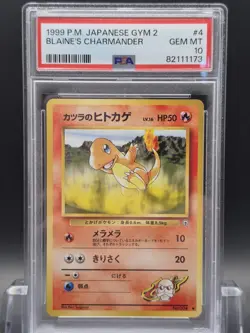 1999 Pokemon Japanese Gym 2 Blaine's Charmander #4 PSA 10 Vintage - Image 1