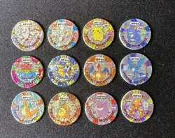 Pokemon Banpresto Menko Battle Chips Lot Of 12 Charizard Pikachu Gengar Mew ++ - Image 1