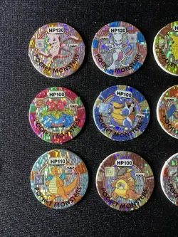 Pokemon Banpresto Menko Battle Chips Lot Of 12 Charizard Pikachu Gengar Mew ++ - Image 2