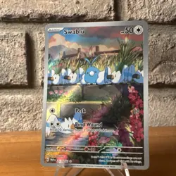 Pokemon TCG Swablu Illustration Rare Full Art Holo SV04: Paradox Rift 213/182 - Image 1