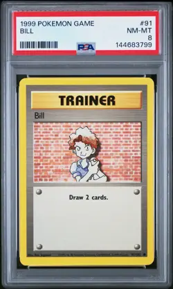 1999 POKEMON BASE SET UNLIMITED #91 BILL PSA 8 - Image 1