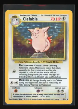 Clefable 1/64 Holo Rare Jungle No Symbol Pokemon LP/NM - Image 1