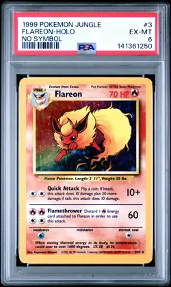 1999 POKEMON JUNGLE NO SYMBOL #3 FLAREON-HOLO PSA 6 - Image 1