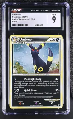 CGC 9 MINT Umbreon 2011 Call of Legends 22/95 Holo Pokemon Card - Image 1