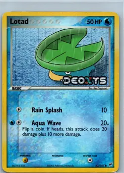 Lotad 63/107 EX Deoxys Reverse Holo Common Stamped Pokemon Card - Image 1