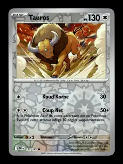 Carte Pokemon Tauros Reverse 152/182 Rivalites Destinees Francais - Image 1