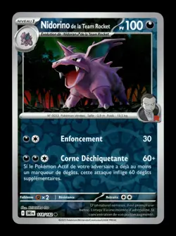 Carte Pokemon Nidorino de la Team Rocket Reverse 118/182 Rivalites Destinees Fr - Image 1
