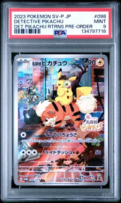 2023 POKEMON JPN SV-P PROMO #098 DETECTIVE PIKACHU PSA 9 - Image 1