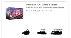 Pokemon TCG Fusion Strike Box Build And Battle Stadium Box 12 Packs 1 BOX SEALED 820650809958 - Image 1