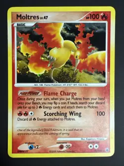 Moltres 10/100 DP Majestic Dawn Holo Rare Card Pokemon TCG W/ Swirl NM - Image 1