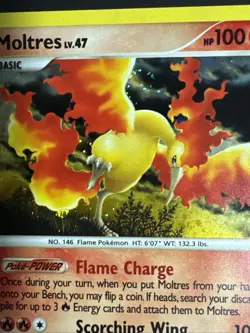 Moltres 10/100 DP Majestic Dawn Holo Rare Card Pokemon TCG W/ Swirl NM - Image 2