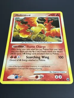 Moltres 10/100 DP Majestic Dawn Holo Rare Card Pokemon TCG W/ Swirl NM - Image 3
