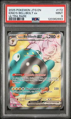 Pokemon TCG Iono's Bellibolt ex 172/159 Journey Together Ultra PSA 9 - Image 1