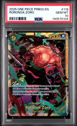 2025 One Piece Prb02 The Best Vol.2 #118 Roronoa Zoro PSA 10 - Image 1