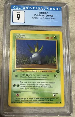 Pokemon Oddish 1st Edition Jungle CGC 9 Mint 58/64 WOTC - Image 1