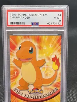 1999 Topps Pokemon TV Card #4 Charmander PSA 9 MINT - Image 1