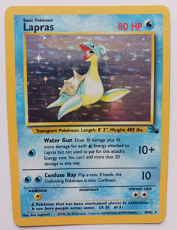 Lapras Pokemon Card Holo WOTC 10/62 Fossil Set Rare Vintage 1999 Original LP - Image 1