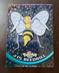 NM! FLAMES HOLO Foil #15 Beedrill Series 1 Topps Pokemon Black Label - Image 1