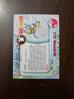 NM! FLAMES HOLO Foil #15 Beedrill Series 1 Topps Pokemon Black Label - Image 2