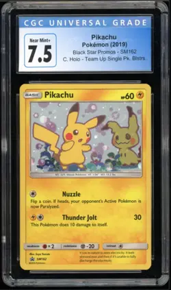 PIKACHU SM162 AMAZING SWIRL Pokemon Promo 2019 Team Up - CGC 7.5 - Image 3