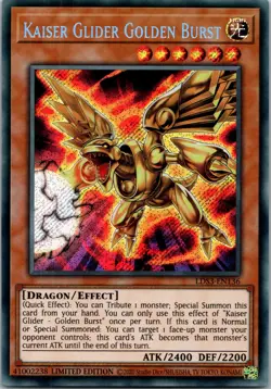 Yugioh Kaiser Glider Golden Burst LDS3-EN136 Limited Edition Secret Rare NM - Image 1