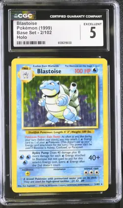 CGC 5 Blastoise 1999 Base Set 2/102 Holo Pokemon Card - Image 1