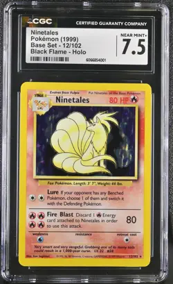 CGC 7.5 Ninetales 1999 Base Set 12/102 Black Flame Holo Pokemon Card - Image 1