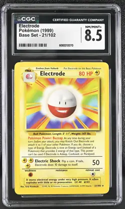 CGC 8.5 Electrode 1999 Base Set 21/102 Pokemon Card - Image 1