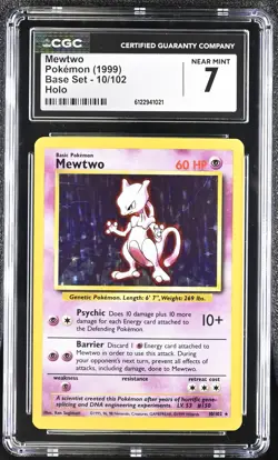 CGC 7 Mewtwo 1999 Base Set 10/102 Holo Pokemon Card - Image 1