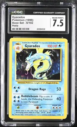 CGC 7.5 Gyarados 1999 Base Set 6/102 Holo Pokemon Card - Image 1