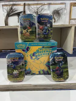 Pokemon Mega Evolution Ascended Heroes ETB + 4 Mini Tins Sealed Lot - Image 1