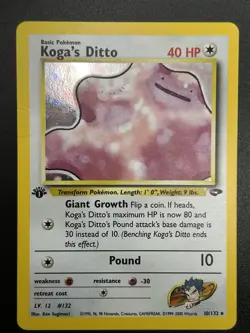 KOGA’S DITTO Pokemon Card - WOTC - 1st Edition - Gym Challenge - 10/132 MP (A) - Image 3