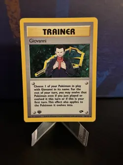 Pokemon TCG Giovanni Trainer Holo 18/132 – 1st Edition – Gym Challenge – WOTC - Image 1