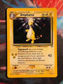 Ampharos 1/111 Holo Rare Neo Genesis Pokemon Card NM **swirl** - Image 1