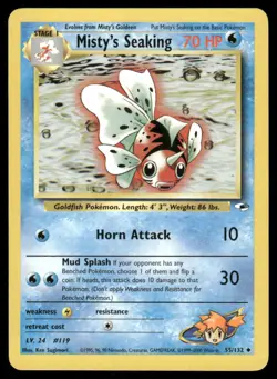 Pokemon Cards Misty's Seaking 55/132 Unlimited Gym Heroes WOTC Uncommon NM - Image 1