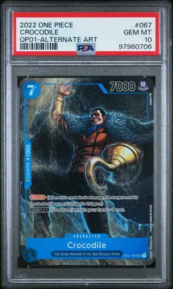 2022 ONE PIECE OP01-ROMANCE DAWN ALTERNATE ART #067 CROCODILE PSA 10 - Image 1