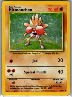 Hitmonchan 7/102 Holo Base Set - Pokemon Card - MP - Image 1