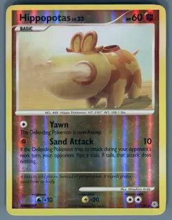 Pokemon Card Hippopotas LV.23 Diamond & Pearl 51/130 Reverse Holo Light Play - Image 1