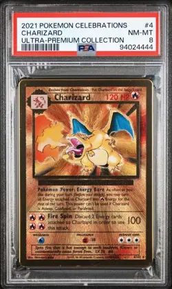 Pokemon Card Charizard 4/102 Gold Metal Celebrations UPC 25th Anniversary PSA 8 - Image 1