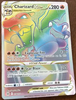Pokemon TCG Charizard rainbow Vstar Sword & Shield Brilliant Stars Holo 174/172 - Image 1